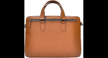 DESQ® Leren Laptoptas - 16" Laptops - Modern Slank Design - Bruin generfd leer
