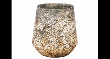 Theelichthouder Antique Matt Creme 11x11 Xh11cm Glas