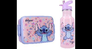 Lilo & Stitch Lunchset - Lunchbox - Aluminium Drinkfles - Paars