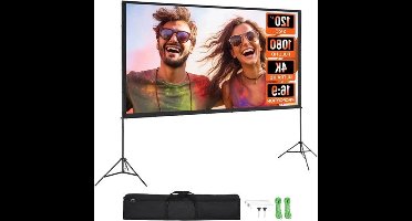 Projectiescherm - Beamer Scherm - Projector Scherm - Home Cinema - 4K/1080P HD Buitenbioscoop Scherm - voor Thuisbioscoop en Tuin - met Statief 120 Inch - Beamer Mini - Draagbaar - Opvouwbaar