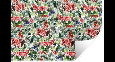 Muurstickers - Sticker Folie - Planten - Bessen - Patronen - 30x20 cm - Plakfolie - Muurstickers Kinderkamer - Zelfklevend Behang - Zelfklevend behangpapier - Stickerfolie