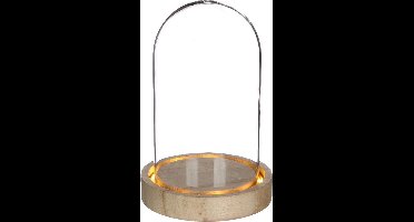 Glazen LED stolp Ø10cm H:15,5cm met houten basis (1 st.)
