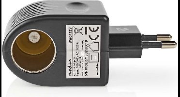 Nedis Stopcontact-Adapter - Euro / Type-C (CEE 7/16) - 100 - 240 V AC 50/60 Hz - 12 V DC - 6 W - Netvoeding - 0.3 A - Zwart - Kunststof