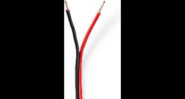 Nedis Speaker-Kabel - 2 x 0.75 mm² - Koper - 100.0 m - Rond - PVC - Rood / Zwart - Rol