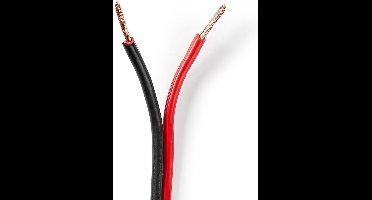 Nedis Speaker-Kabel - 2 x 1.50 mm² - CCA - 100.0 m - Rond - PVC - Rood / Zwart - Folieverpakking