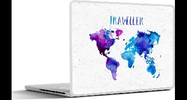 Laptop sticker - 13.3 inch - Kaart - Aquarelverf - Tekst - 31x22,5cm - Laptopstickers - Laptop skin - Cover