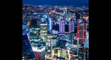 Nachtelijk beeld op de skyline van Levent District Istanbul - Fotobehang (in banen) - 250 x 260 cm