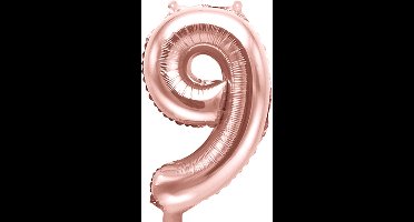 PARTYDECO - Kleine roségouden aluminium cijfer ballon