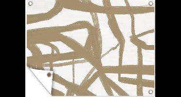 Tuin decoratie Bruin - Wit - Abstract - 40x30 cm - Tuindoek