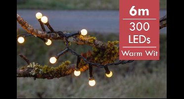 Kerstboomverlichting LED Berry mini 6 meter -div lichtstanden -300 lampjes -Ook geschikt voor buiten  -lichtkleur: Warm Wit -met stekker -Kerstdecoratie