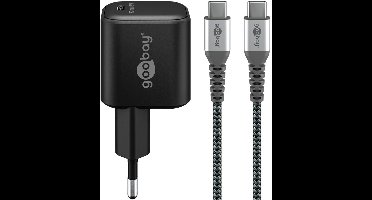 Goobay USB lader | 1x USB-C PD | incl. USB-C kabel | 65W | zwart | 1 meter