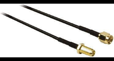 RP-SMA (m) - RP-SMA (v) verlengkabel - RG174 - 50 Ohm / zwart - 5 meter
