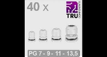 TRU COMPONENTS TC-13448360 Wartel PG7, PG9, PG11, PG13.5 Polyamide Grijs 40 stuk(s)