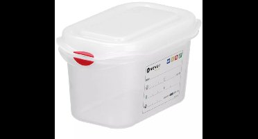 HENDI Gastronorm container GN 1/9 - 176x108x100 mm, 1 liter - polypropyleen - transparant - luchtdicht en lekvrij met deksel, stapelbaar - voor voedselopslag horeca