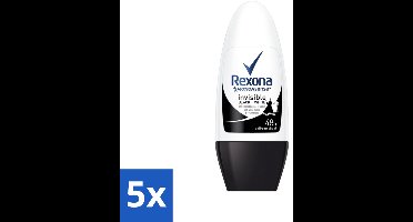5 x Rexona - Invisible Black & White - Deo Roller - Anti-transpirant - 50 ml - Deodorant - Anti-transpirant - Vlekkenvoorkomend - 48 Uur Bescherming - Roll-on Deodorant