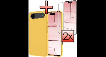 Hoesje - Met 2x Screenprotector - Geschikt voor Apple iPhone Air - Sterk & Shockproof - Back Cover - Siliconen Case - Telefoon Hoes - Geel