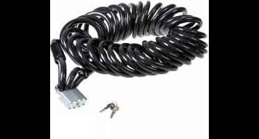 Falkx Kabelslot met hangslot - 15mm dikte - 5 meter lengte - Zwart - Ideaal voor fietsen en terrasstoelen