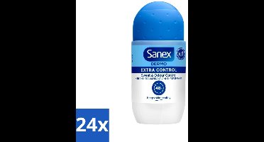 24 x Sanex - Deodorant - Roller - Dermo Extra Control - Extra Bescherming tegen Geur - 50 ml - Sanex Dermo Extra Control - Anti-transpirant Roller - Deodorant Roller - 48 Uur Bescherming - Aluminiumchloride