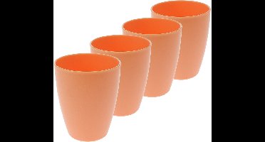 Excellent Houseware drinkbekers van onbreekbaar kunststof - 6x - 340 ml - oranje - kinderen - Limonade bekers - Campingservies - picknickservies