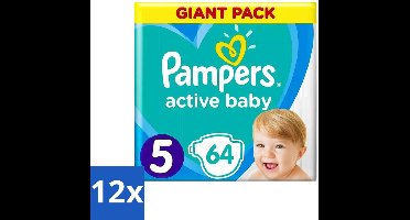 Pampers - Active Baby - Luiers - Maat 5 (11-16 kg) - Zachte Pasvorm - 64 Luiers - Voordeelverpakking - 12 stuks