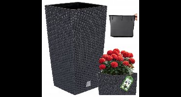 Antraciet Hoge Rattan Sierpot 32,5cm met Inzetstuk