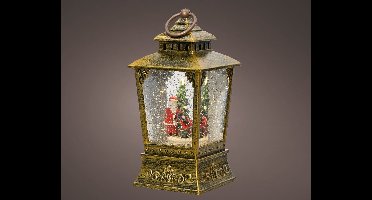 Kerst waterspinner lantaarn met kerstman – 24 cm decoratie met LED-verlichting en sneeuweffect voor binnen