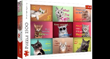 Trefl puzzel katten - Funny Cats Faces 1500 stukjes legpuzzel.