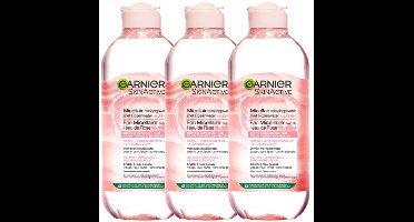 Garnier SkinActive Micellair Reinigingswater Met Rozenwater - 3 x 400 ml - Micellair Water voor een Stralende Huid - Voordeelverpakking
