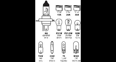Lampa Reservelampenset 11-delig – 12V H4 Halogeen met Zekeringen