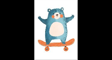 Skatende beer poster kinderkamer 50x70 cm
