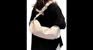 S&E Stylish Dumpling-Shaped Nylon Slouch Bag – Multi-Pocket & Casual Hobo - Beige 2