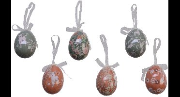 Decoris Paaseieren - 6x stuks - foam - paasversiering - 6 cm - paasei - pasen - paasdecoratie