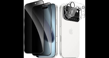 Privacy screenprotector Geschikt voor iPhone 17 Pro Max screenprotector Privacy Met iPhone 17 Pro Max camera lens - Complete bescherming voor iPhone 17 Pro Max – scherm en camera in één set - 2X