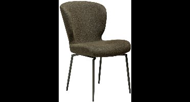 Glory Dan-Form eetkamerstoel bouclé donkergroen.