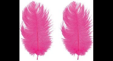 Chaks Roetveeg Piet Struisvogelveren - 2x - fuchsia roze - 30-35 cm - Sinterklaas verkleedveer