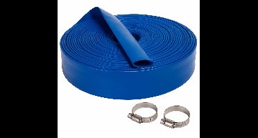 Deltaline Platte Afvoerslang voor Dompelpompen – 1½ inch / 38 mm – 25 m – 3 Bar – Incl. 2 Slangklemmen