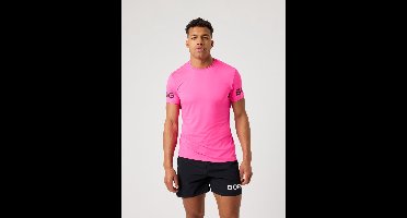 Björn Borg Sportshirt Heren Korte Mouw - Roze - Gerecycled Polyester - Maat M