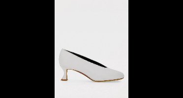 Leather Pumps Low Heels Wo - White