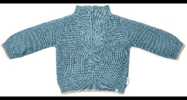 Little Dutch – Gebreide trui met ritskraag in Stone Blue – Forest Friends – maat 86