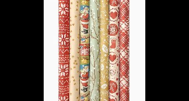 Enper cadeaupapier - Kerstpapier inpappapier voor kerst K23-012 - 200 x 70 cm - 7 rollen