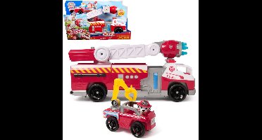 PAW Patrol - Brandweerredding - Marshall's Brandweerwagen met Marshall-figuur, licht, lanceerder en geluidseffecten