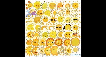 50 stuks schattige zonnestickers voor kinderen en tieners - waterdichte vinylstickers voor waterflessen, laptops en meer