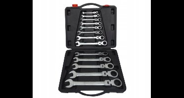 2x Ringdopsleutelset met Ratel, 13-delig, 8-32 mm