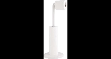 Wicotex - Toiletrolhouder met Opbergruimte - Vrijstaand met draaibare kop – Modern Design – Voor 4 Rollen – Wit – Badkamer Organizer