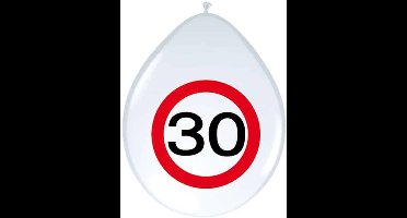 Folat - Ballonnen verkeersbord 30 (8 stuks)