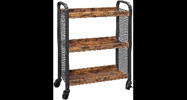 Hoppa! Serveerkar met 3 niveaus – zwart/bruin – metaal – 66 x 26 x 85 cm