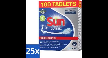 25 x Sun - Classic Professional - Vaatwastabletten - 100 Tabletten - Vaatwasmachine - Vaatwastabletten - Vaat Reinigen - Vaatwasmiddel - Vaatwasmachine Tablet