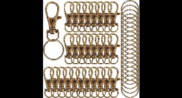 50 Stuks Karabijnhaak met 50 Sleutelringen - Musketonhaak Sleutelhangers voor Volwassenen - Mini DIY Musketon en 25mm ringetjes - Auto Klein Carabiner Sleutel Hanger, Houder - Karabijn haak ringen - Keychain Zelf Maken Karabijnsluiting - voor Hobby