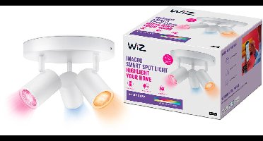 WiZ Opbouwspot Imageo Rond Wit 3 spots - Slimme LED-Verlichting - Gekleurd en Wit Licht - GU10 - 3x 5W - Wi-Fi