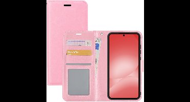 Hoesje - Met Pasjeshouder - Geschikt voor Samsung Galaxy A56 - Luxe Bookcase Portemonee - Flip Case - Kunstleer Book Case - Flipcase - Book Cover - Walletcase - Portemonneehoes - Lichtroze